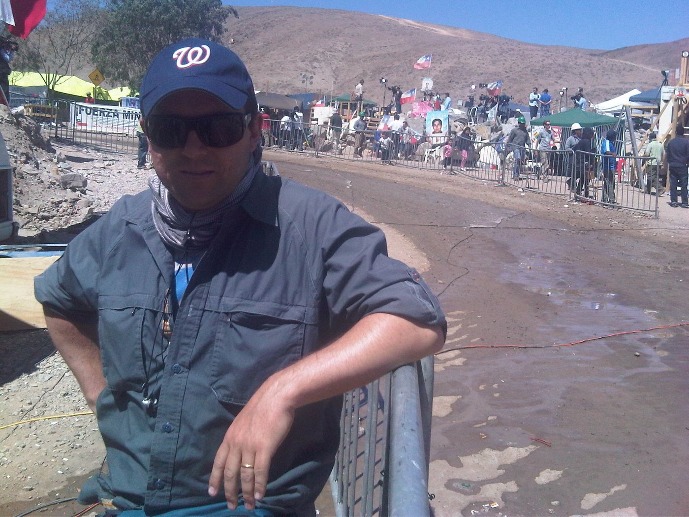 Camilo Cuadra Sieveking at the San José mine during the coverage of the rescue of the 33 miners, October 2010